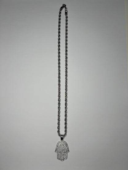 HAMSA HAND CHAIN - SILVER